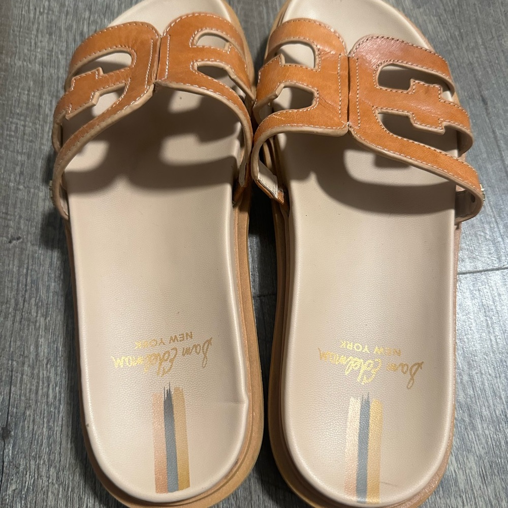 Sam Edelman Tan Leather Slide Sandals - Picture 3 of 4